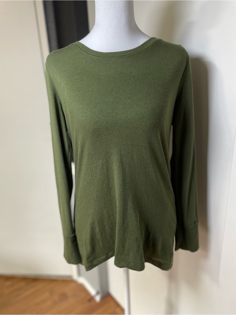 a.n.a Olive Green Long Sleeve Crewneck Top